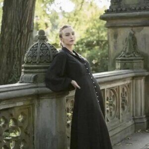 Lillou "The Manhattan" Black Pearl Cotton Long Sleeve Victorian Maxi Dress XS